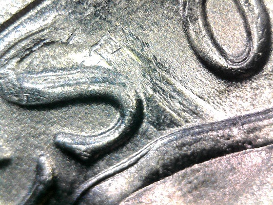 1976-P-BU-Bicentennial-Quarter,-Feeder-Finger-Marks,-&-Struck-Through
